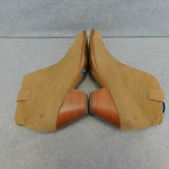Frye Women's Reina Ash Beige Leather Side Zip Ankle Booties Pointed Toe Size 6.5 - Picture 7 of 11